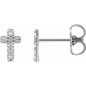 Sterling Silver .06 CTW Natural Diamond Cross Earrings