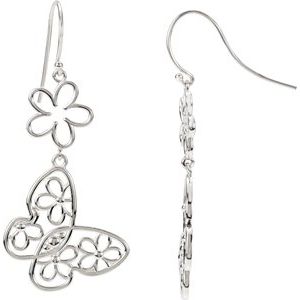 Sterling Silver Butterfly & Floral Earrings