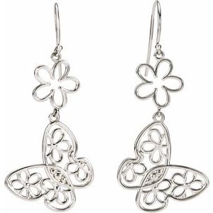 Sterling Silver Butterfly & Floral Earrings