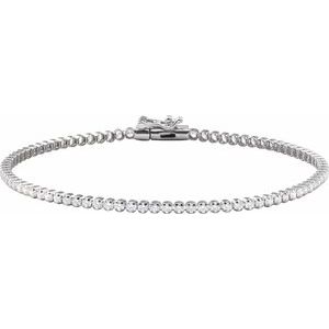 14K White 1 5/8 CTW Natural Diamond Line 7" Bracelet