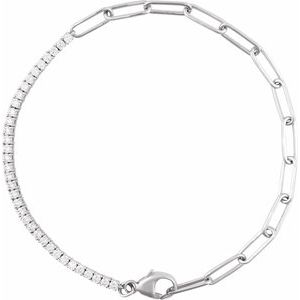 14K White 1 CTW Natural Diamond Line 7" Bracelet