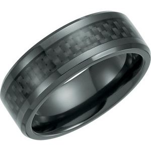 Black Titanium 8 mm Beveled-Edge Band with Black Carbon Fiber Inlay