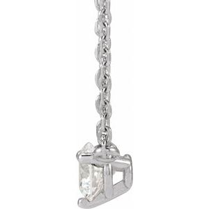 14K White 1/6 CT Natural Diamond 3-Prong 18" Necklace