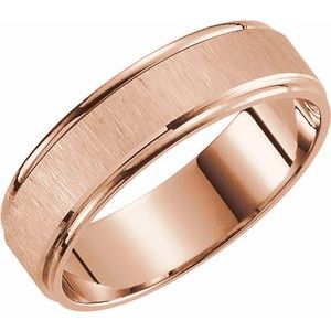 14K Rose 6 mm Grooved Band Size 8