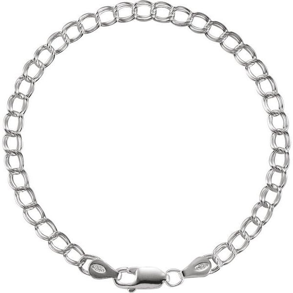 Sterling Silver 4mm Solid Charm 7" Bracelet