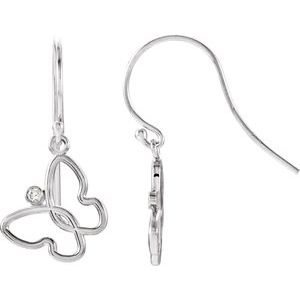 Sterling Silver .04 CTW Natural Diamond Butterfly Earrings