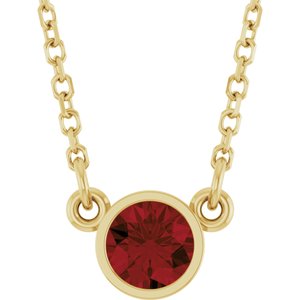 14K Yellow Natural Mozambique Garnet Solitaire 16" Necklace