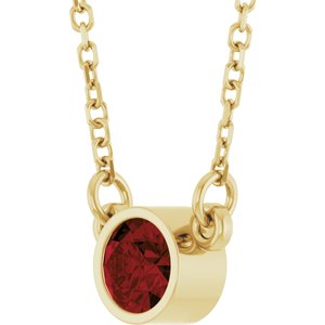 14K Yellow Natural Mozambique Garnet Solitaire 16" Necklace