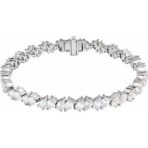 14K White 9 1/2 CTW Lab-Grown Diamond Line 7" Bracelet