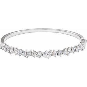 14K White 4 1/5 CTW Lab-Grown Diamond Bangle 7" Bracelet