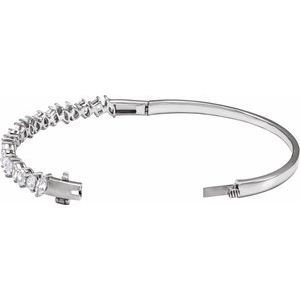 14K White 4 1/5 CTW Lab-Grown Diamond Bangle 7" Bracelet