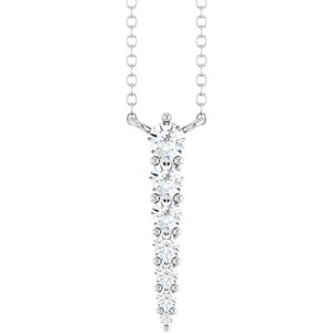 14K White 1/6 CTW Natural Diamond Graduated 18" Necklace