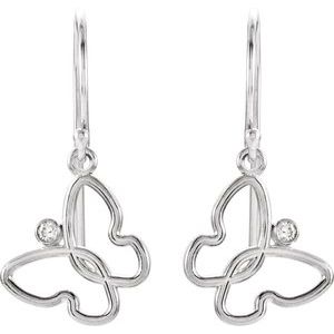 Sterling Silver .04 CTW Natural Diamond Butterfly Earrings