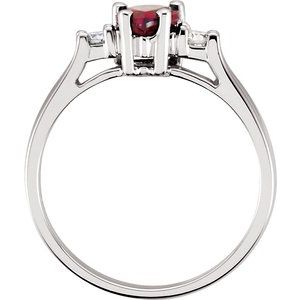 14K White Natural Mozambique Garnet & 1/10 CTW Natural Diamond Ring