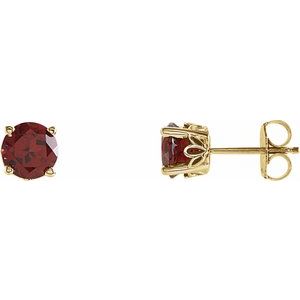 14K Yellow Natural Mozambique Garnet Earrings