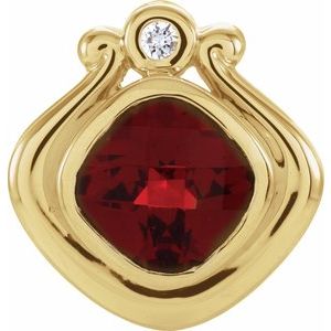 14K Yellow Natural Mozambique Garnet & .03 CTW Natural Diamond Pendant