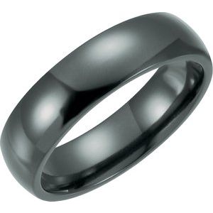 Black Titanium 6 mm Domed Polished Band Size 10