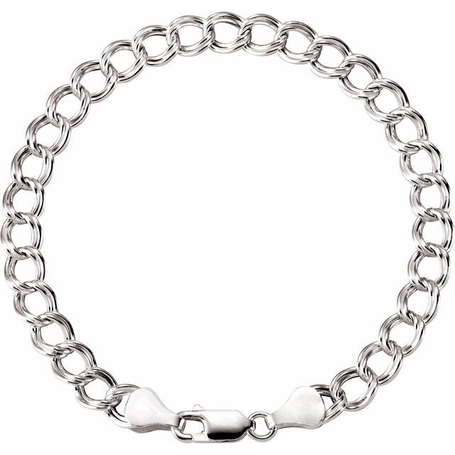 Sterling Silver 4.5mm Hollow Curb Charm 8" Bracelet