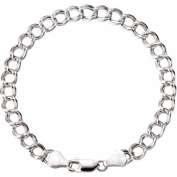 Sterling Silver 4.5mm Hollow Curb Charm 8" Bracelet