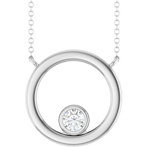 14K White 1/6 CT Natural Diamond Geometric 18" Necklace Mounting