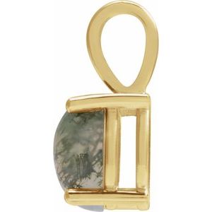 14K Yellow Natural Moss Agate Pendant