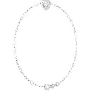 14K White 1/2 CT Natural Diamond Heart 6 1/2-7 1/2" Bracelet