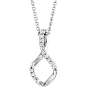 14K White 1/5 CTW Natural Diamond Freeform 16-18" Necklace