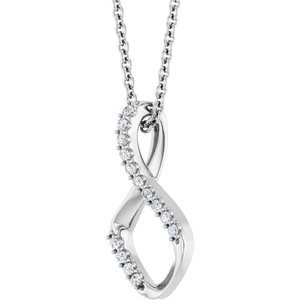 14K White 1/5 CTW Natural Diamond Freeform 16-18" Necklace