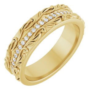 14K Yellow 1/4 CTW Lab-Grown Diamond Floral Accented Band
