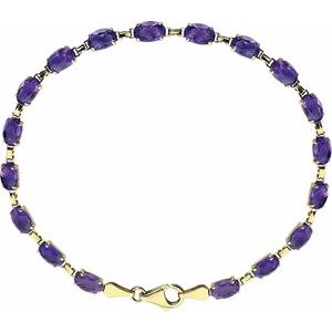 14K Yellow Natural Amethyst 7.25" Bracelet