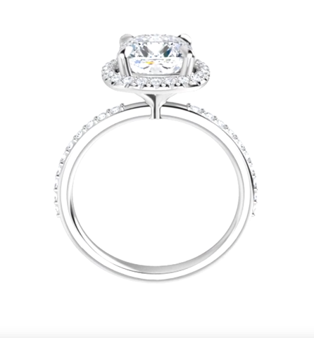 14K White Round Engagement Ring
