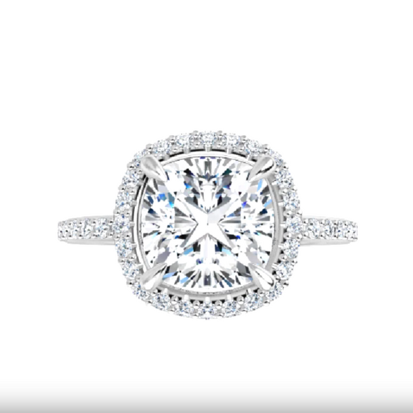 14K White Round Engagement Ring