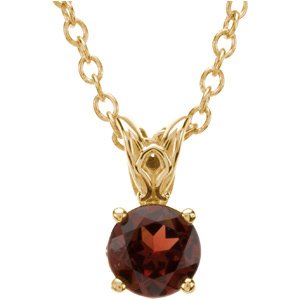 14K Yellow Natural Mozambique Garnet 18" Necklace