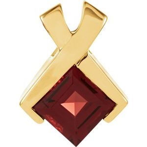 14K Yellow Natural Mozambique Garnet Pendant