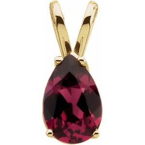 14K Yellow Natural Rhodolite Garnet Pendant 