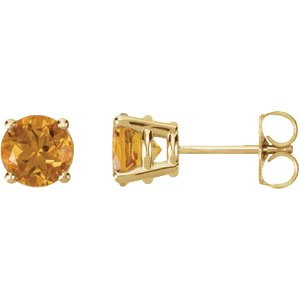 6 mm Natural Citrine Earrings