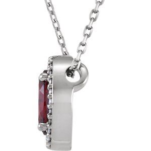 14K White Natural Mozambique Garnet & .05 CTW Natural Diamond 16" Necklace