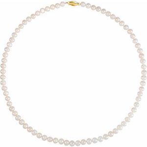 14K Yellow Panache® Cultured White Freshwater Pearl 18" Necklace