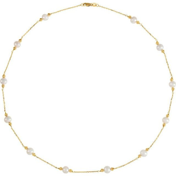 14K Yellow Freshwater Cultured Pearl 18" Necklace - Moijey Fine Jewelry and Diamonds