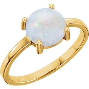 Round Natural Opal Cabochon Ring