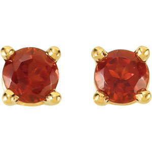 14K Yellow 3 mm Natural Mozambique Garnet Earrings