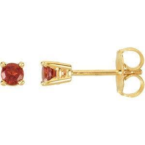 14K Yellow 3 mm Natural Mozambique Garnet Earrings