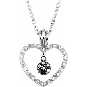 Sterling Silver 1/6 CTW Natural Black & White Diamond Heart 18" Necklace