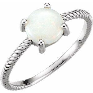 Natural White Opal Birthstone Ring