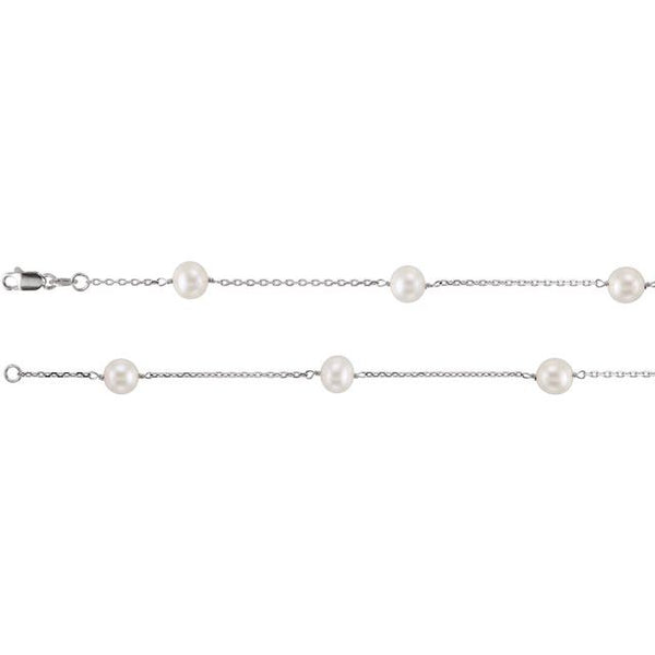 14K White Pearl Station 18" Necklace - Moijey Fine Jewelry and Diamonds