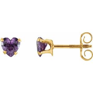 14K Yellow Natural Amethyst Youth Stud Earrings