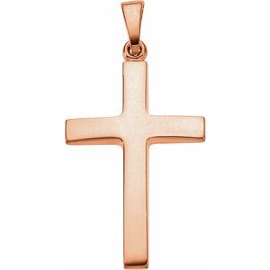 14K Rose 23x15.9 mm Cross Pendant