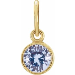 14K Yellow Posh Mommy® Imitation Aquamarine Charm