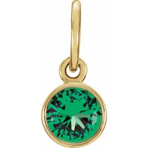 14K Yellow Posh Mommy® Imitation Emerald Charm