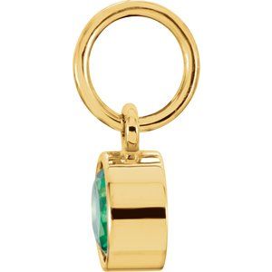 14K Yellow Posh Mommy® Imitation Emerald Charm